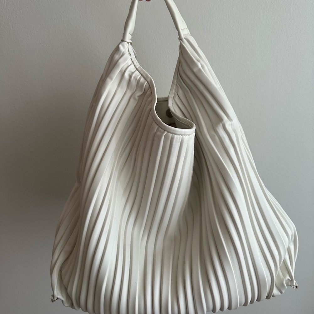 Mango White Pleated Women's Bag - Picture 3 of 6